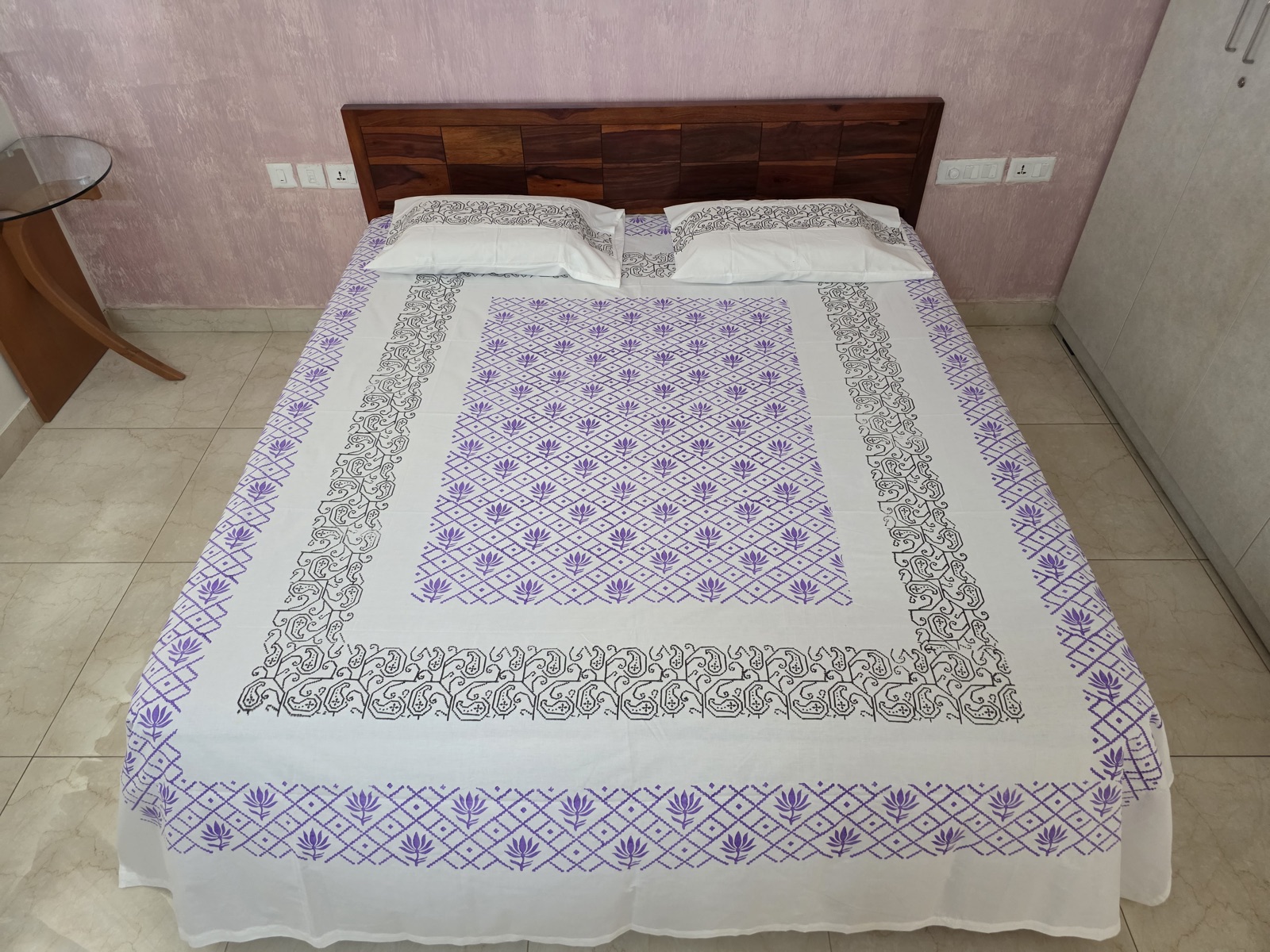 King Size Bed Spread 009 — block-printed artisanal piece