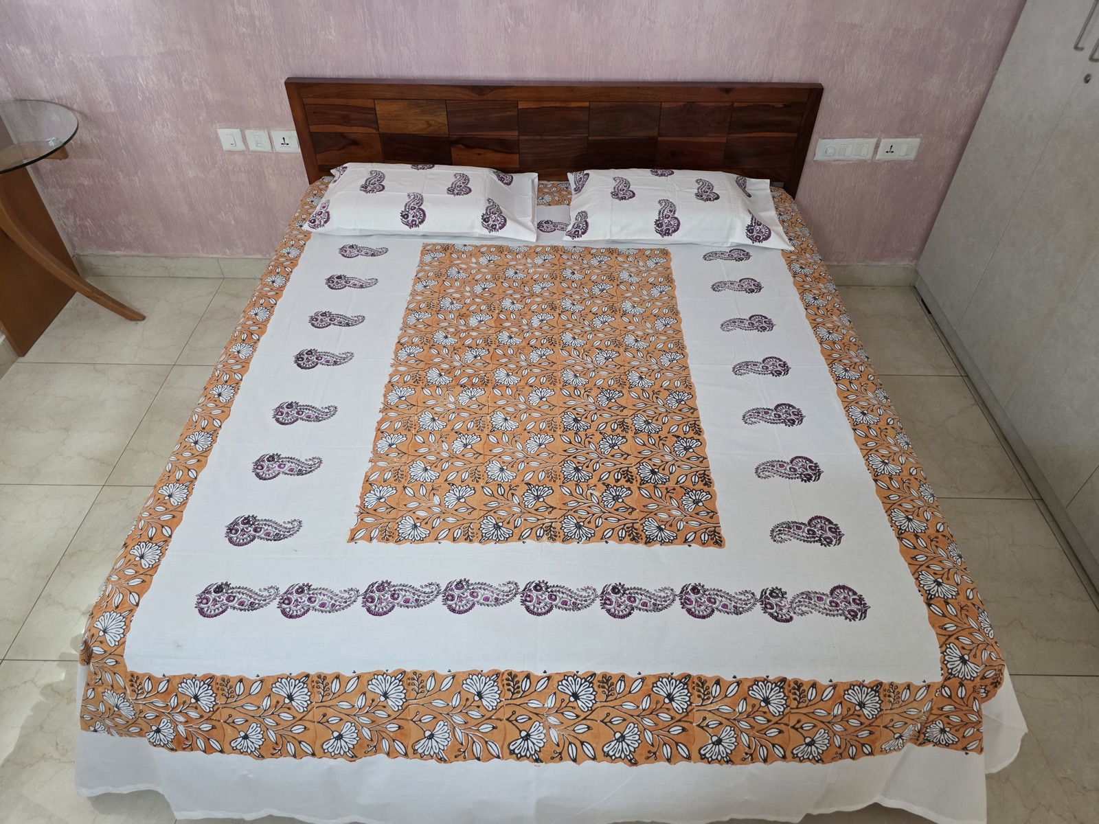 King Size Bed Spread 008 — block-printed artisanal piece