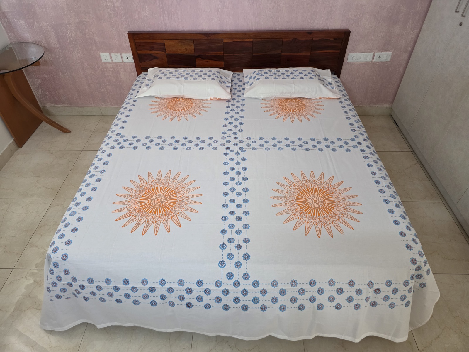 King Size Bed Spread 006 — block-printed artisanal piece