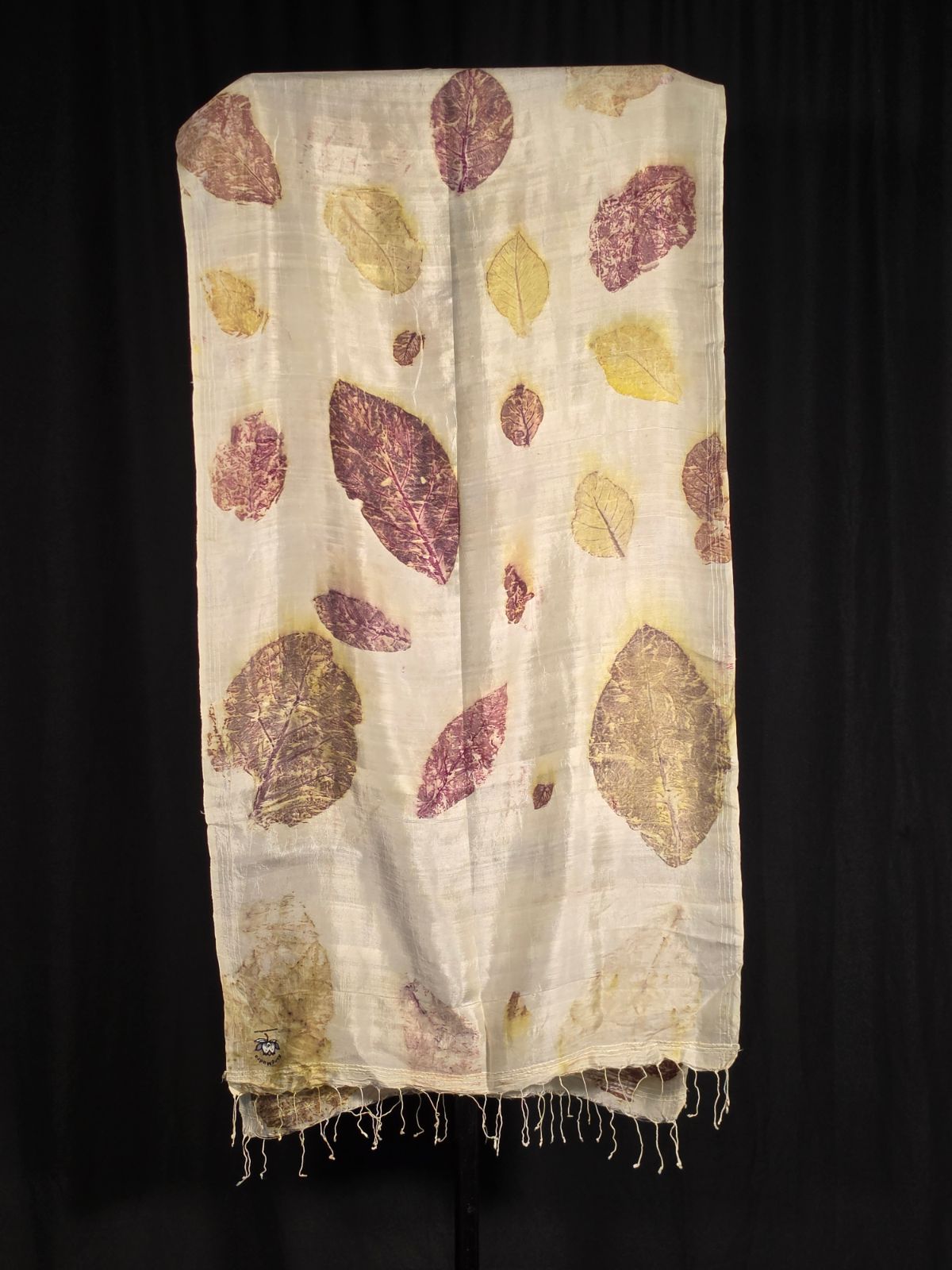 Eco Printed Silk Stole 028 — block-printed artisanal piece