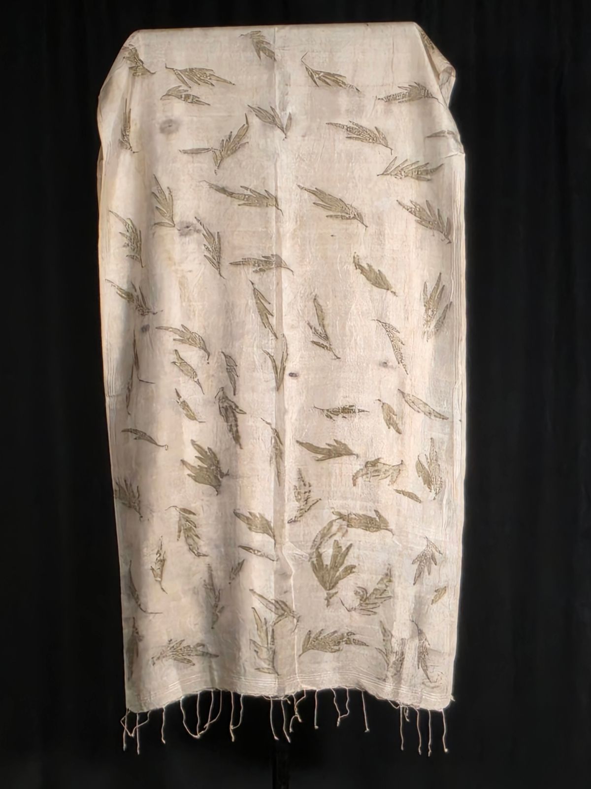 Eco Printed Silk Stole 027 — block-printed artisanal piece
