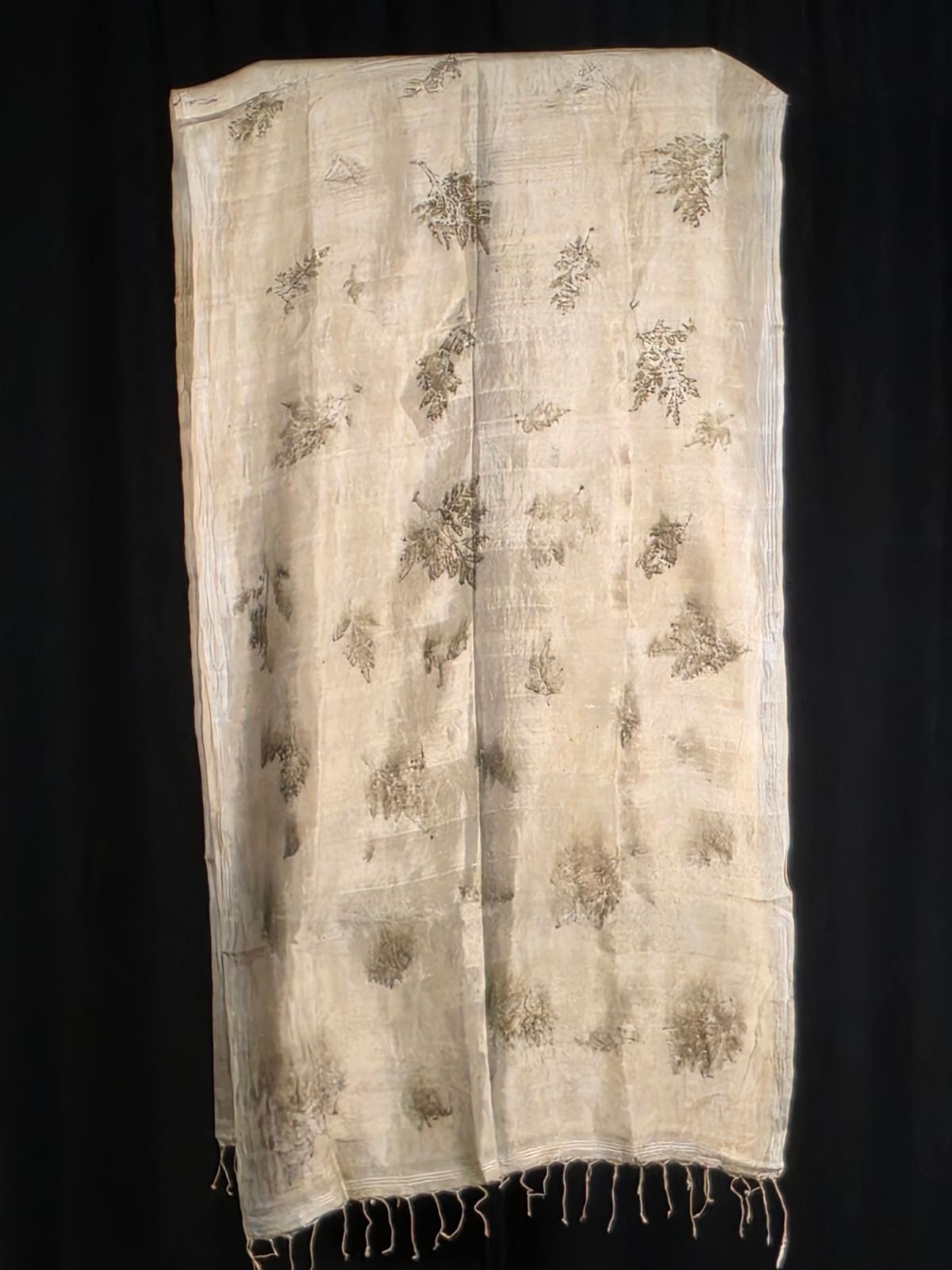 Eco Printed Silk Stole 025 — block-printed artisanal piece