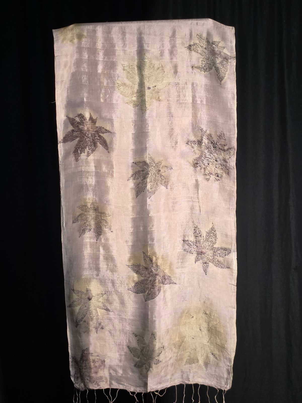 Eco Printed Silk Stole 022 — block-printed artisanal piece