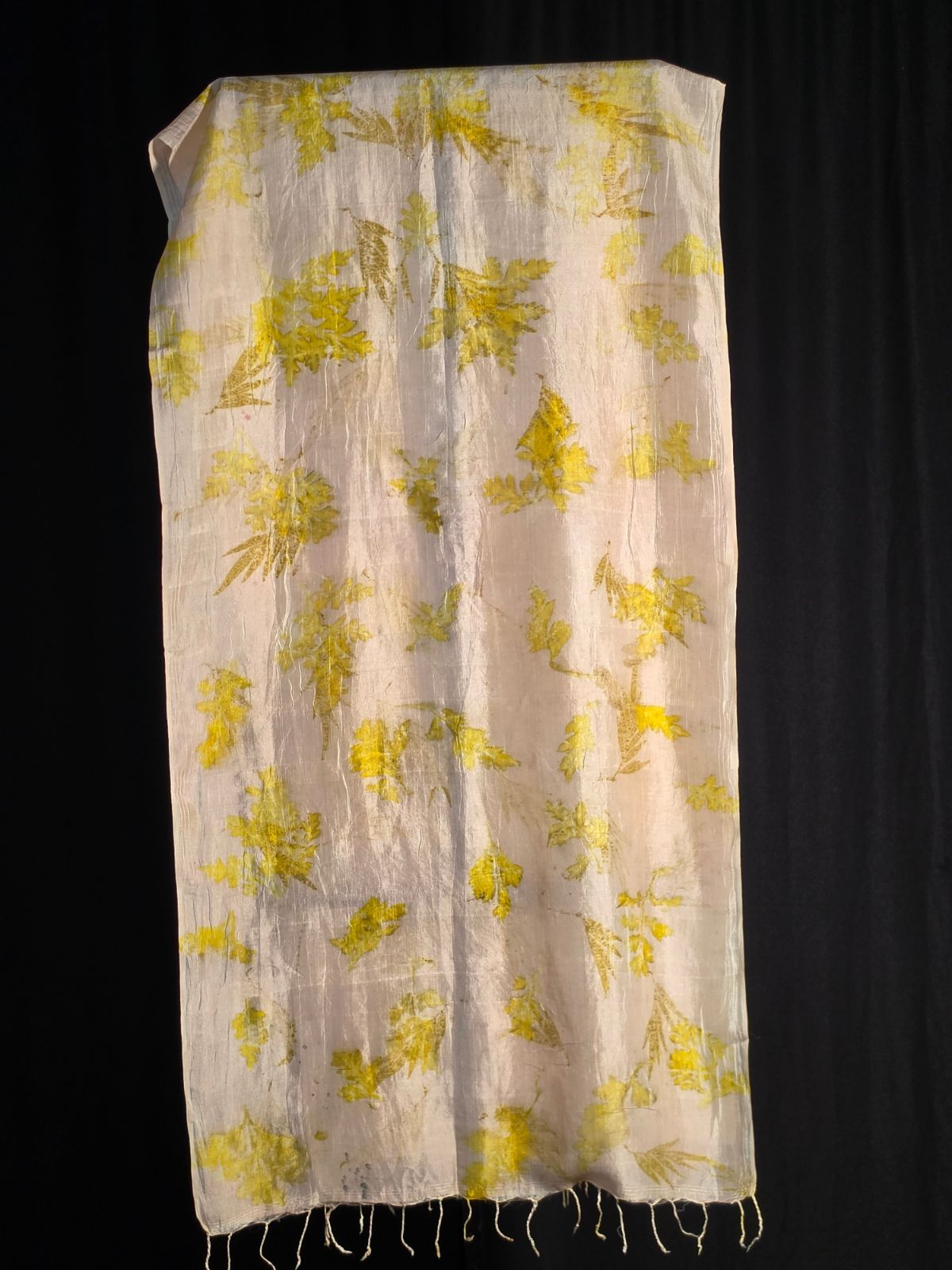 Eco Printed Silk Stole 021 — block-printed artisanal piece