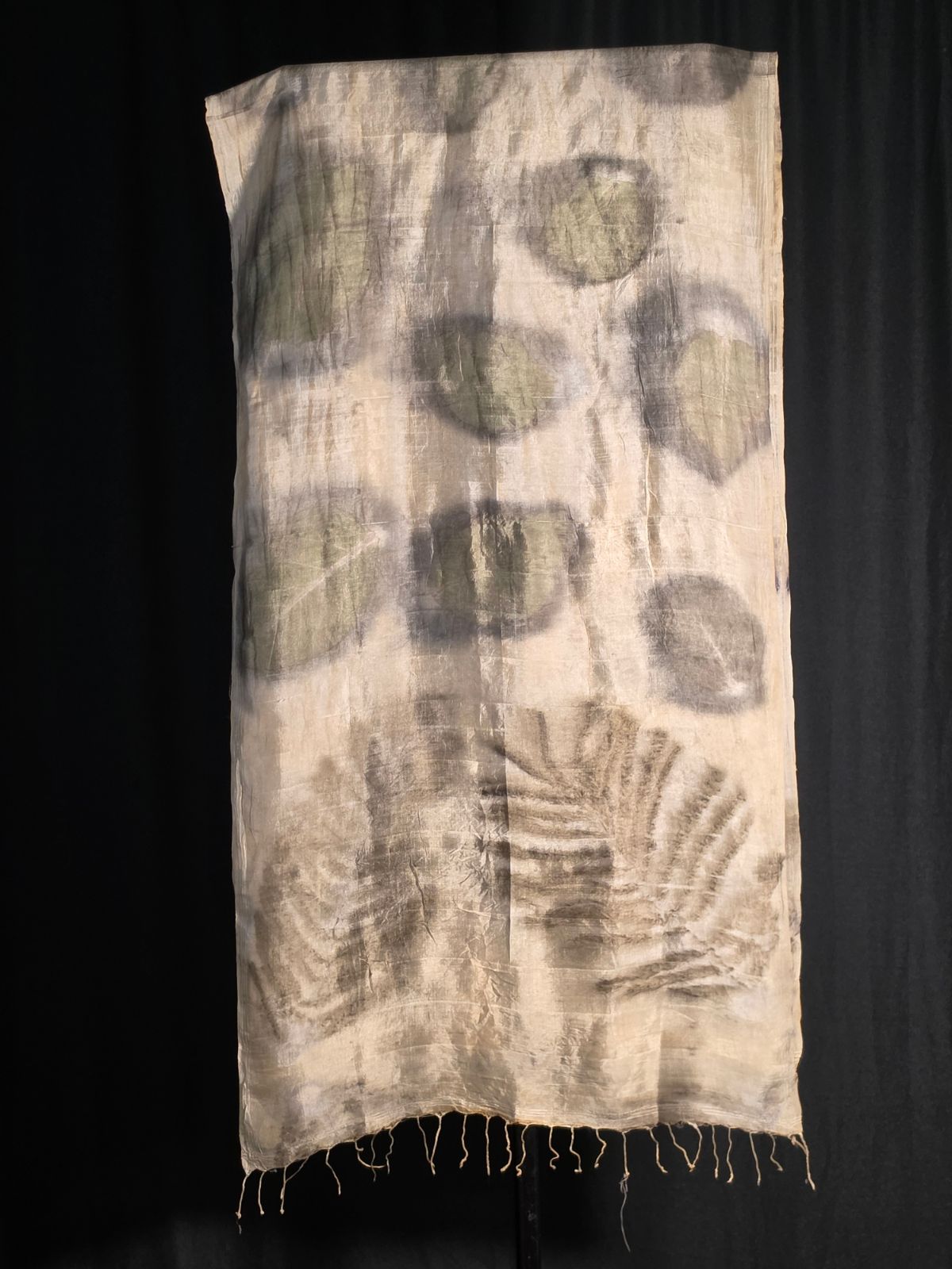 Eco Printed Silk Stole 020 — block-printed artisanal piece