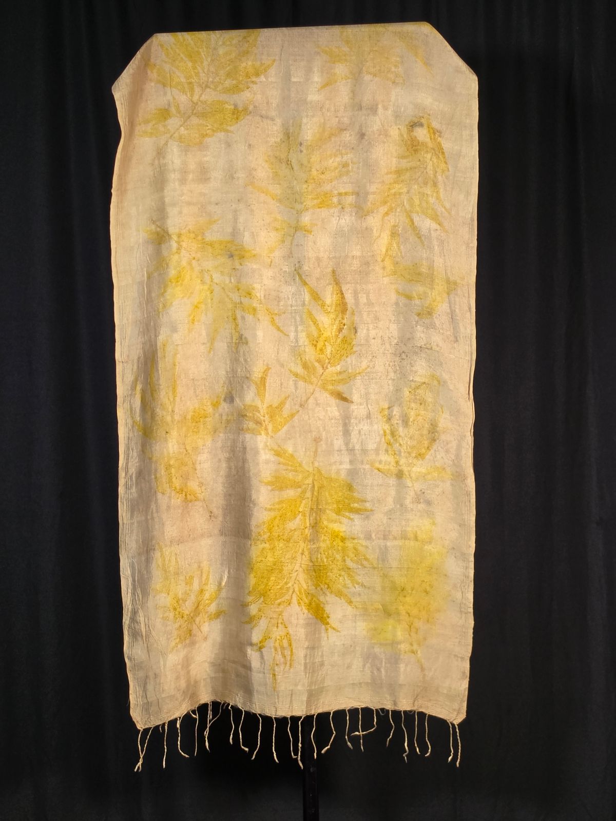 Eco Printed Silk Stole 018 — block-printed artisanal piece