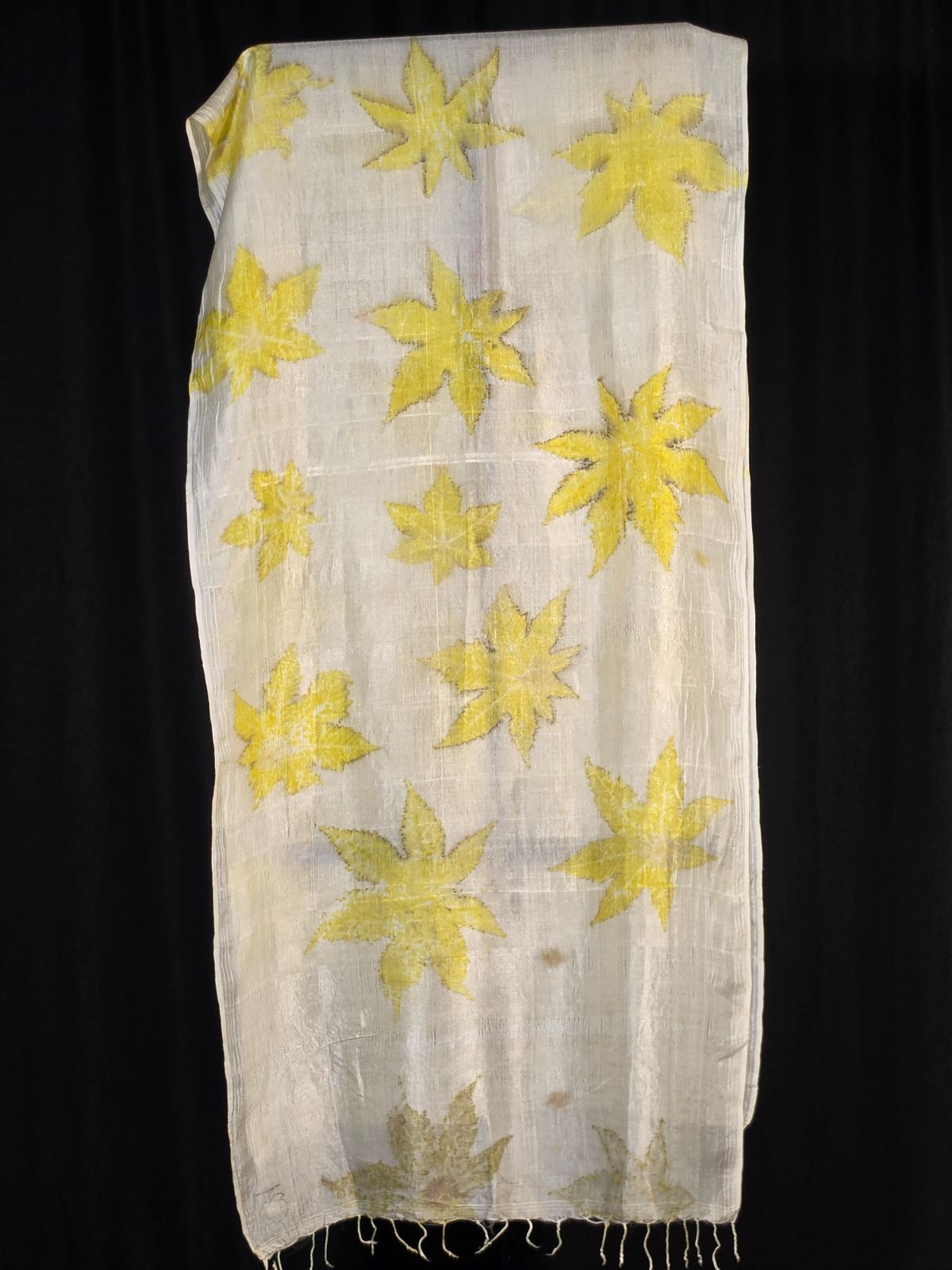 Eco Printed Silk Stole 017 — block-printed artisanal piece