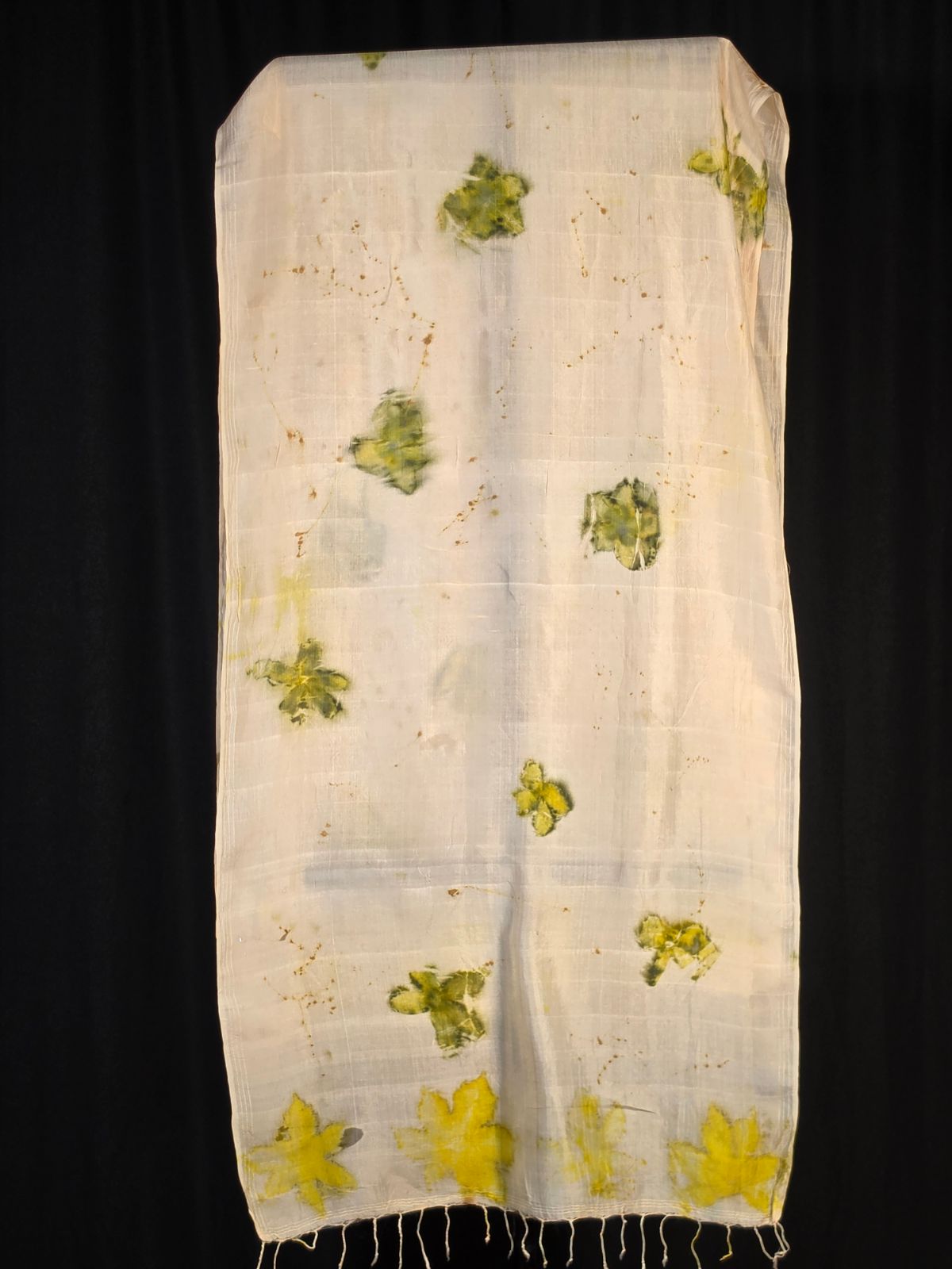 Eco Printed Silk Stole 015 — block-printed artisanal piece