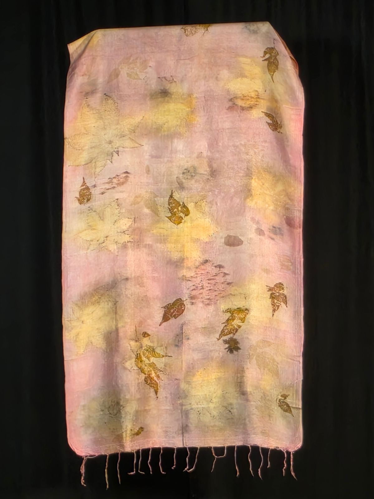 Eco Printed Silk Stole 014 — block-printed artisanal piece