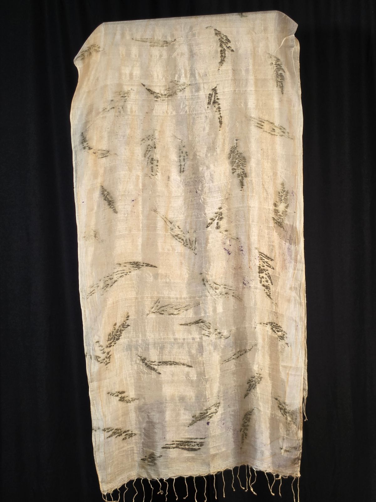 Eco Printed Silk Stole 013 — block-printed artisanal piece