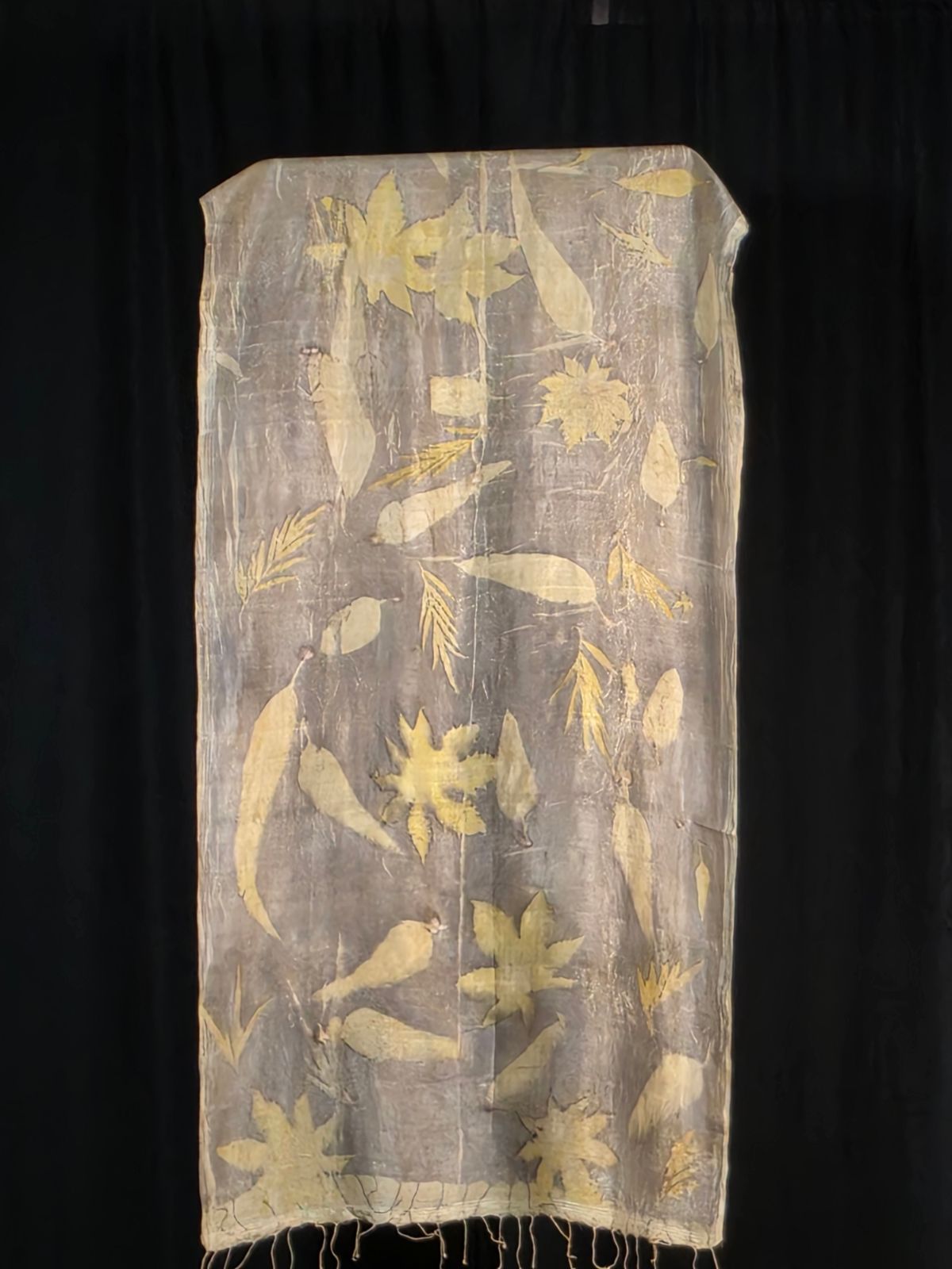 Eco Printed Silk Stole 010 — block-printed artisanal piece