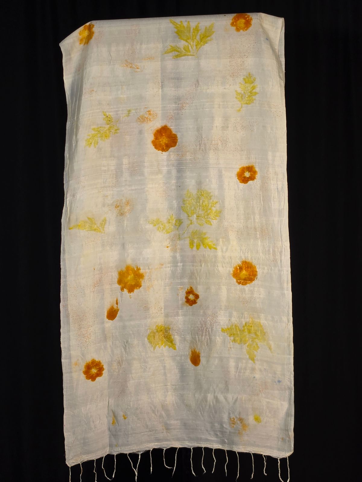 Eco Printed Silk Stole 006 — block-printed artisanal piece
