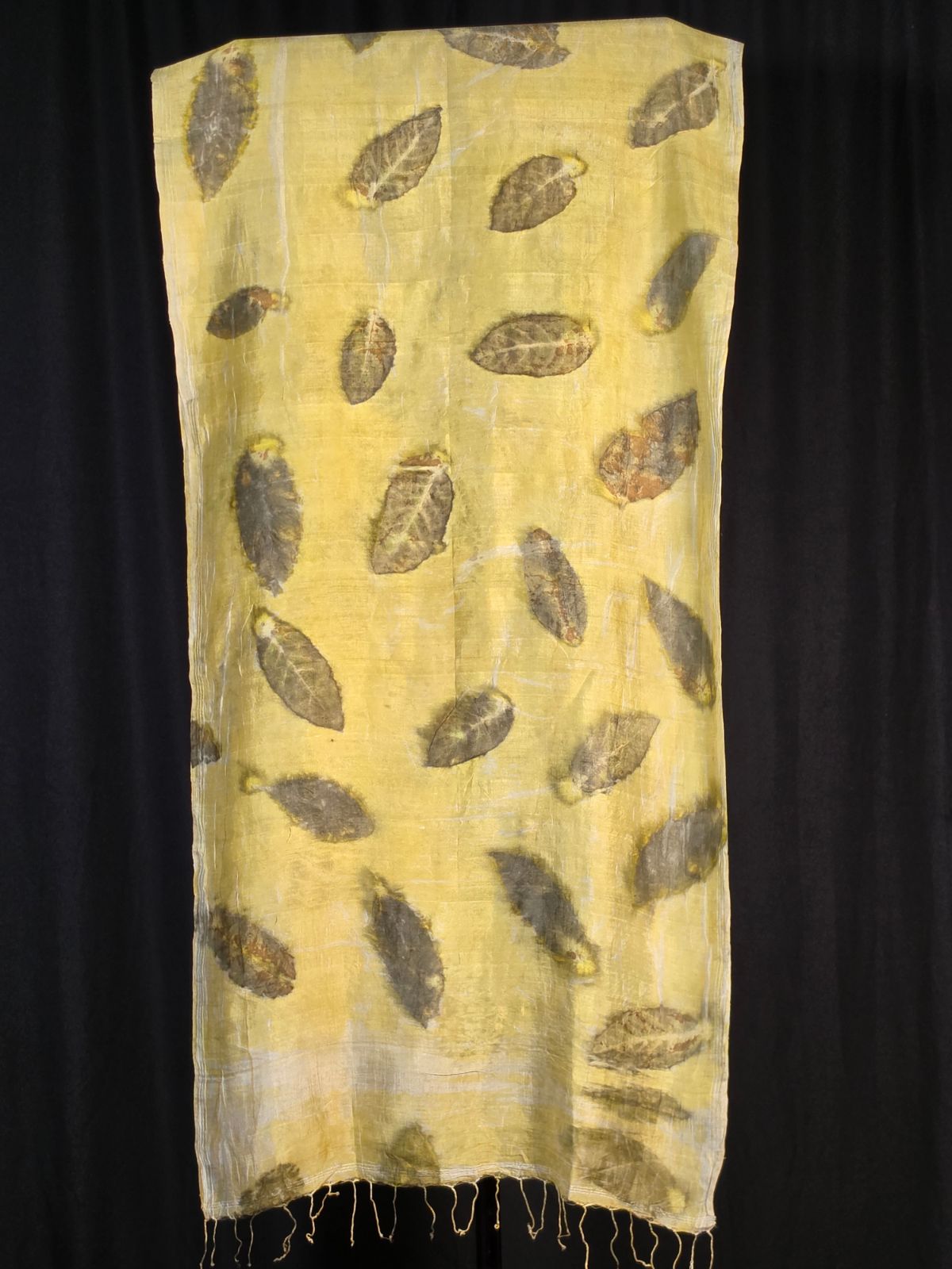 Eco Printed Silk Stole 005 — block-printed artisanal piece