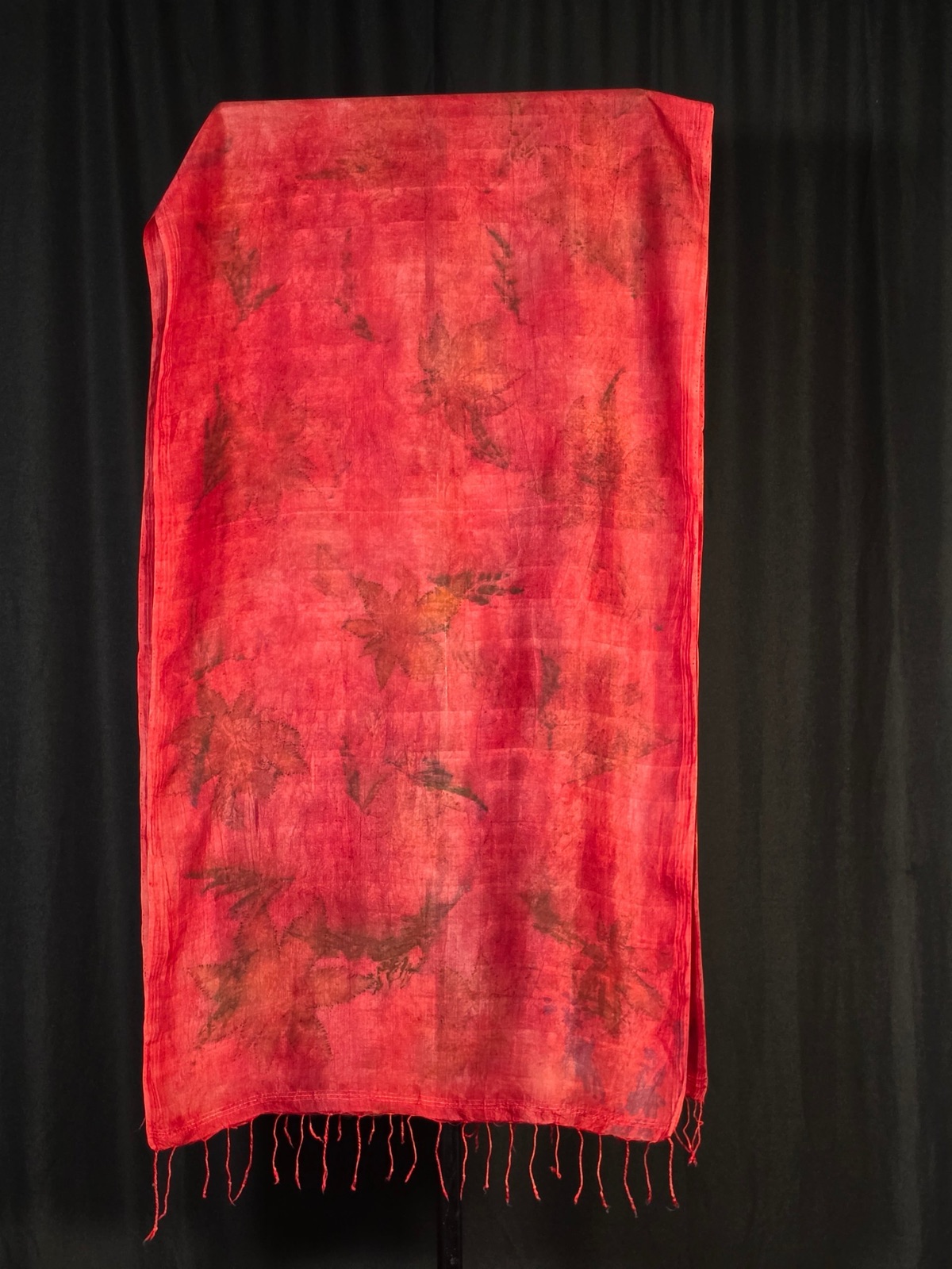 Eco Printed Silk Stole 001 — block-printed artisanal piece