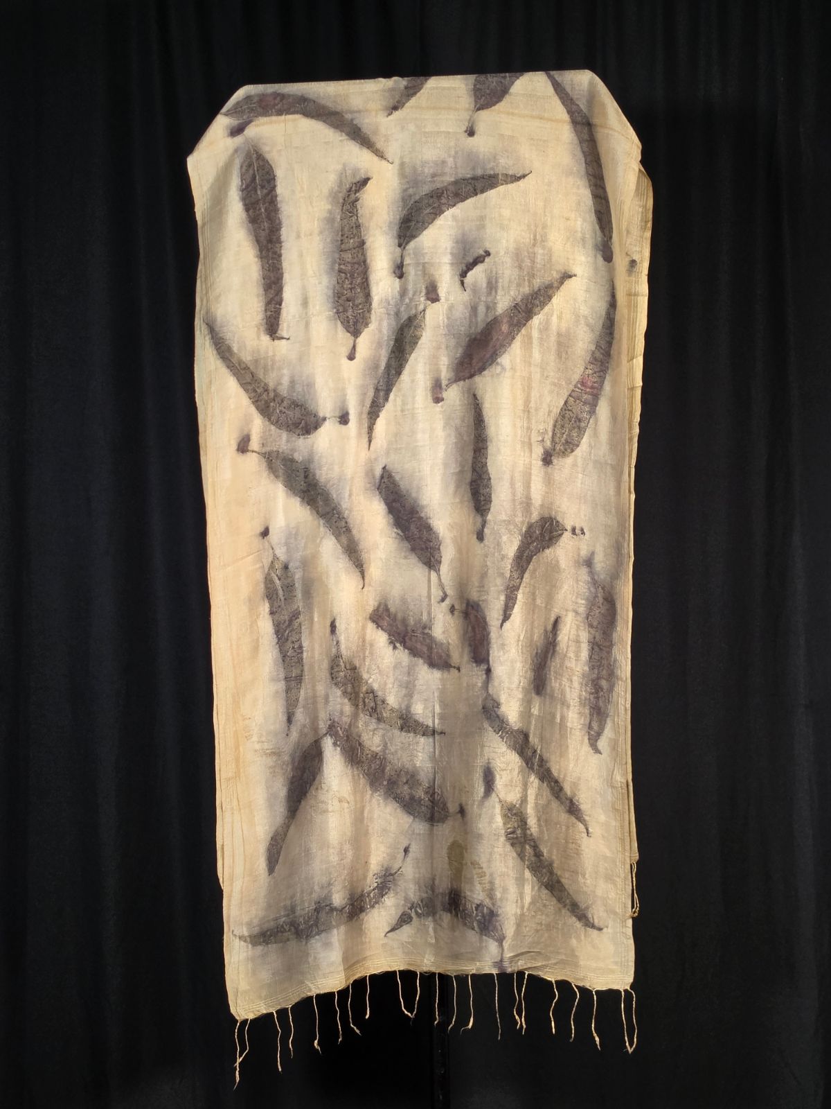 Eco Printed Silk Stole 004 — block-printed artisanal piece