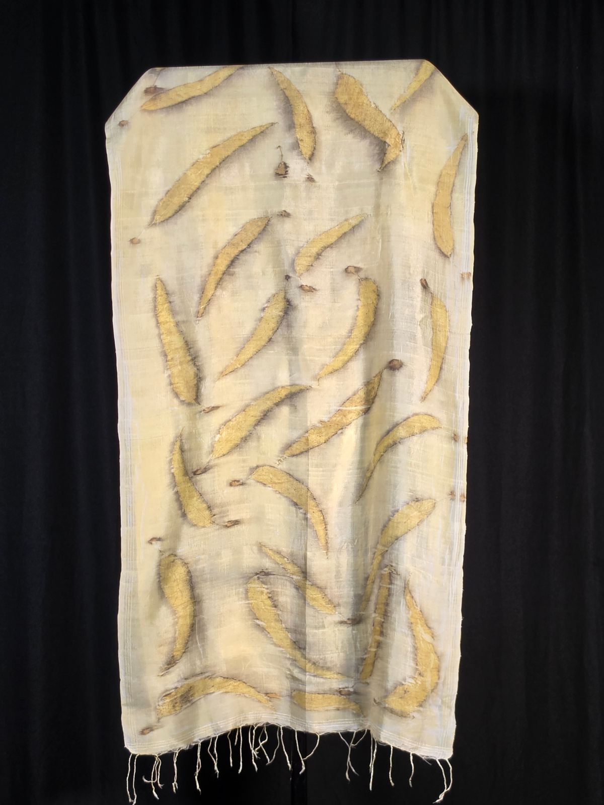 Eco Printed Silk Stole 003 — block-printed artisanal piece