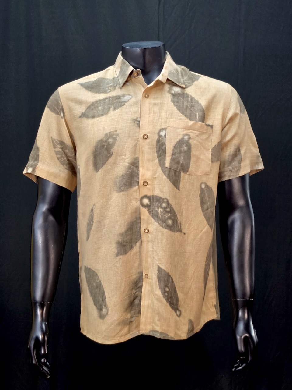 Eco Printed Linen Shirt 001 — block-printed artisanal piece
