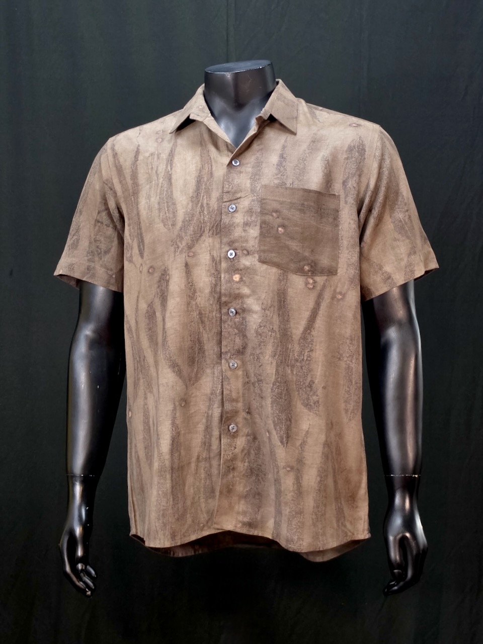 Eco Printed Linen Shirt 002 — block-printed artisanal piece