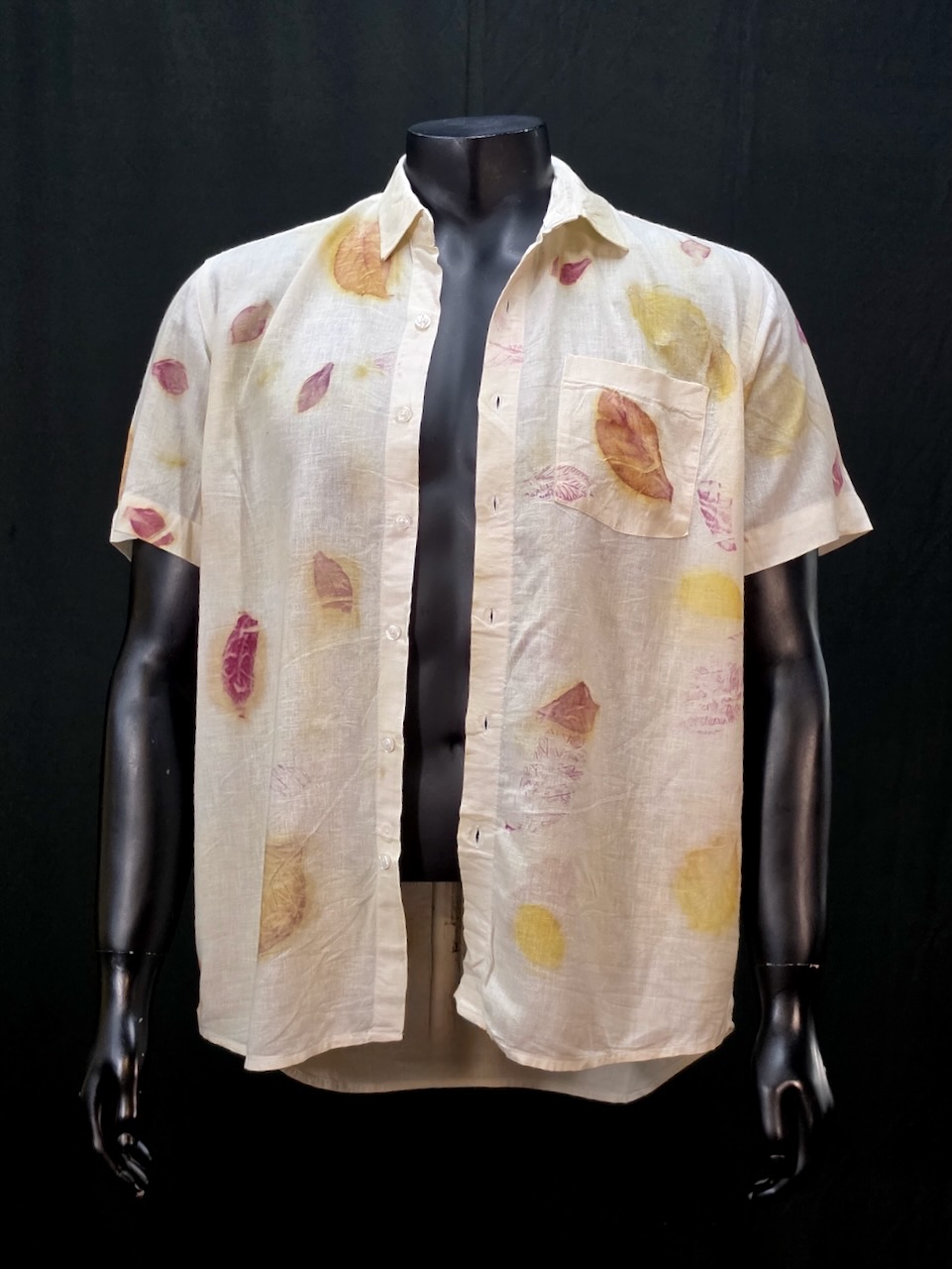 Eco Printed Linen Shirt 003 — block-printed artisanal piece