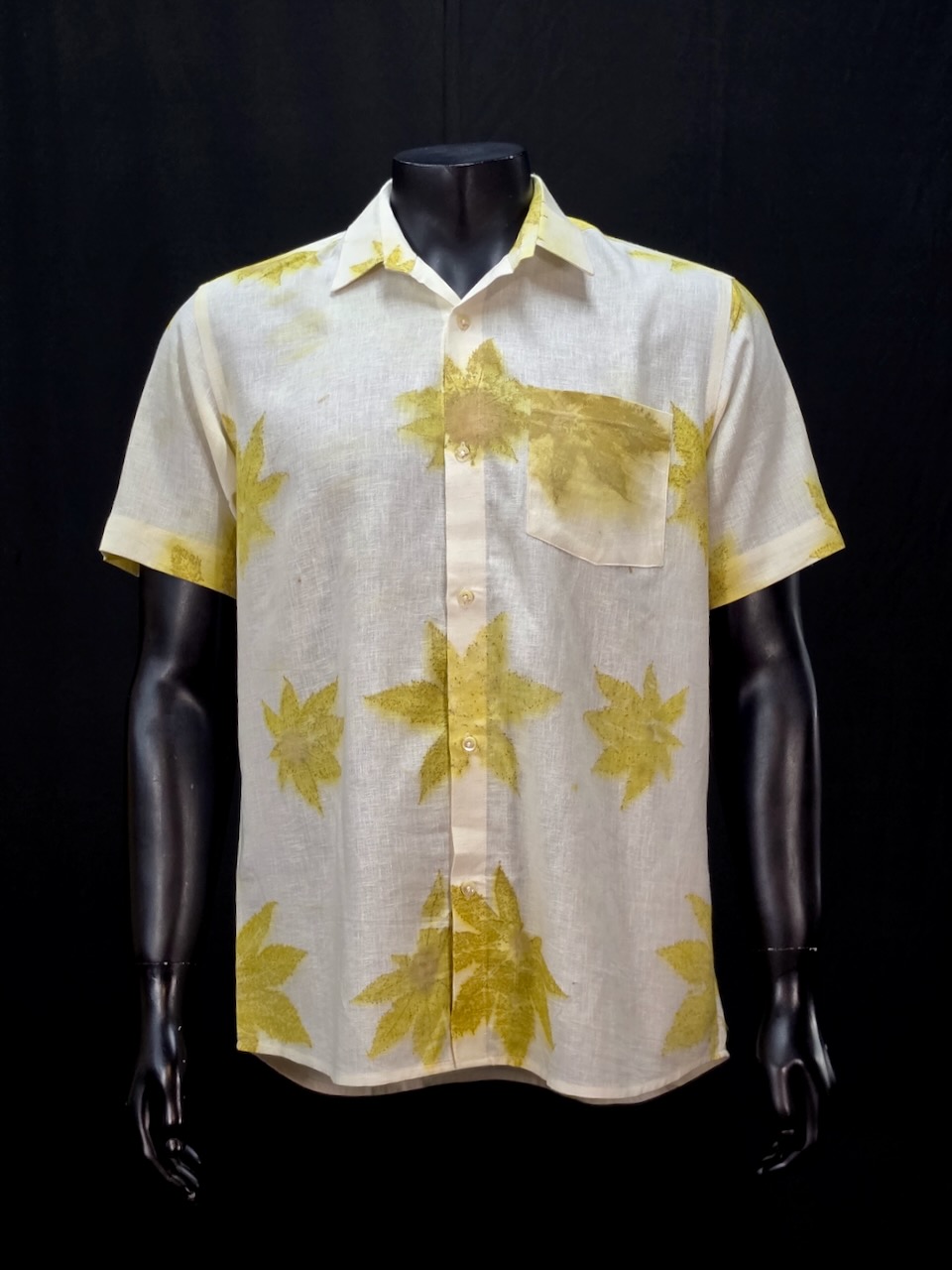 Eco Printed Linen Shirt 004 — block-printed artisanal piece