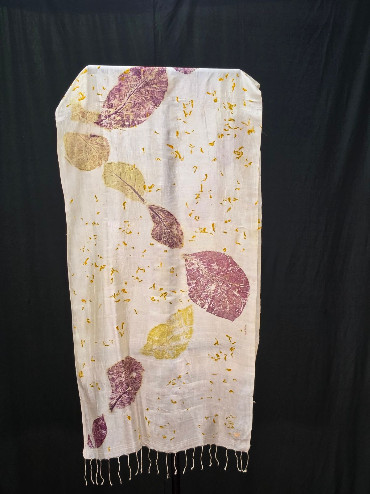 Eco Printed Silk Stole 030 — block-printed artisanal piece