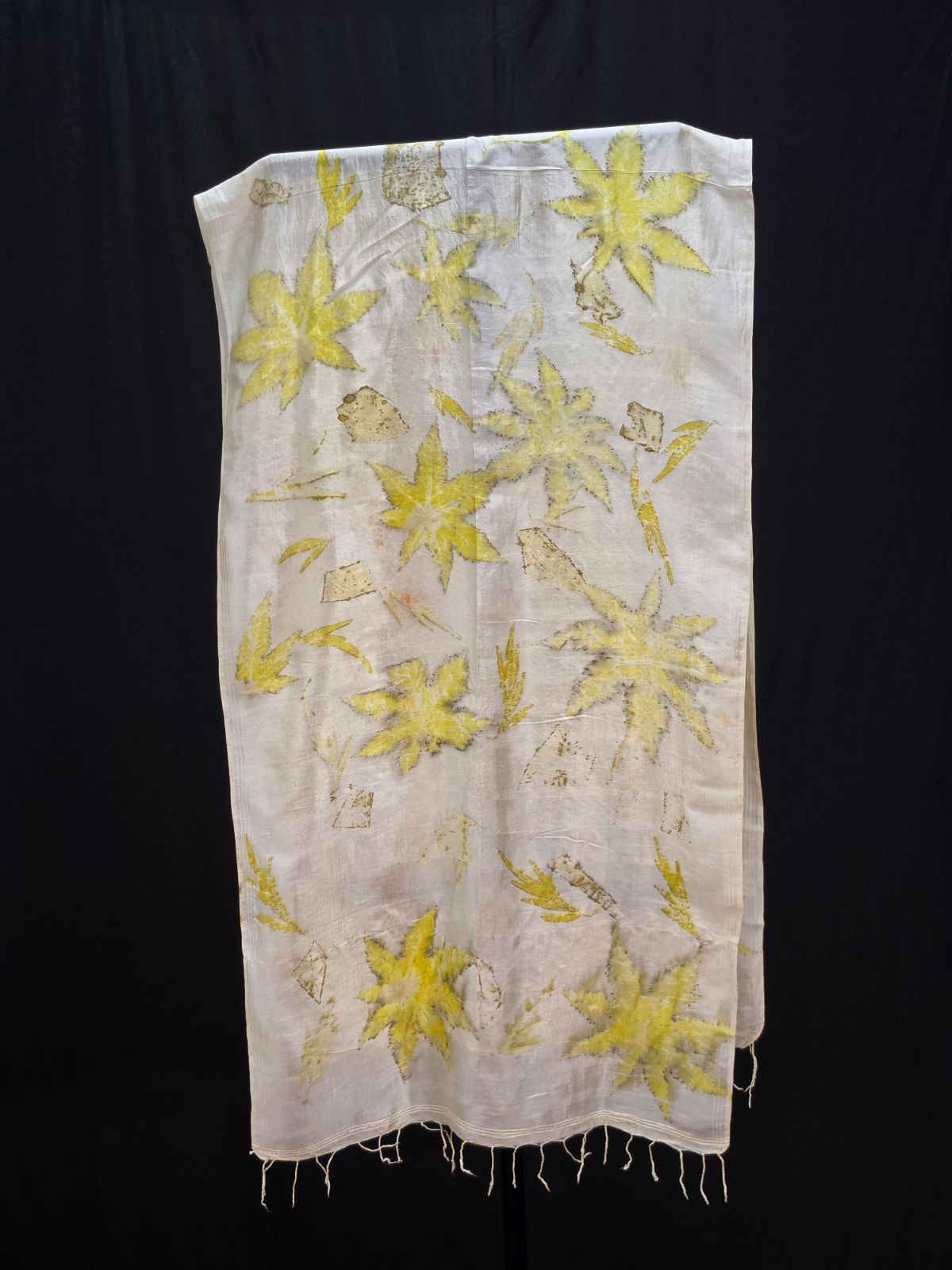 Eco Printed Silk Stole 033 — block-printed artisanal piece