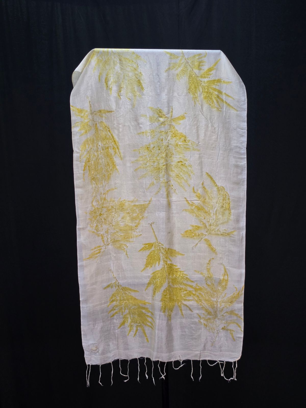 Eco Printed Silk Stole 034 — block-printed artisanal piece