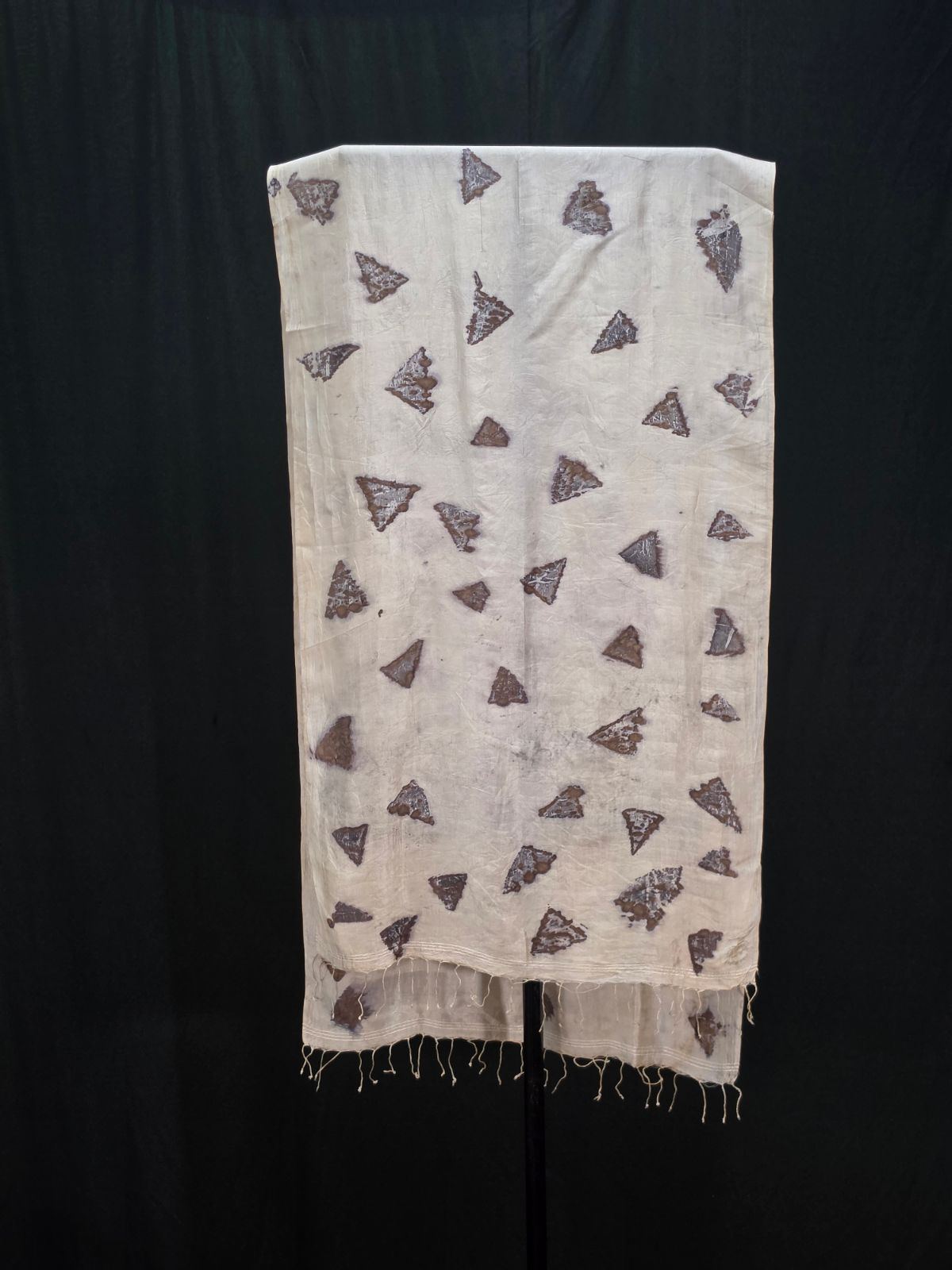 Eco Printed Silk Stole 007 — block-printed artisanal piece
