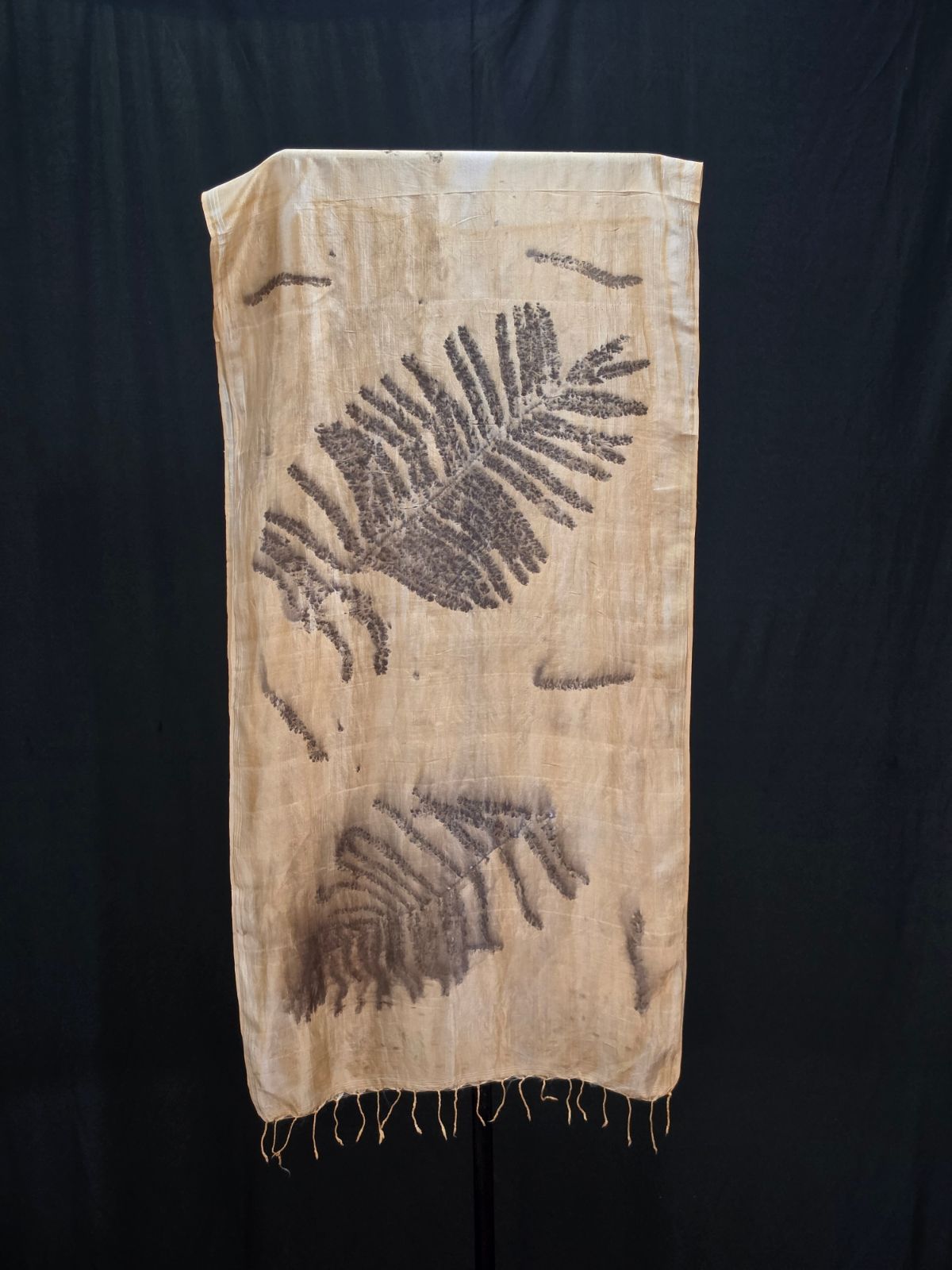 Eco Printed Silk Stole 035 — block-printed artisanal piece