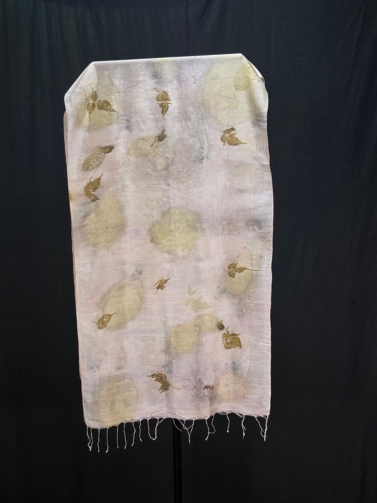 Eco Printed Silk Stole 036 — block-printed artisanal piece