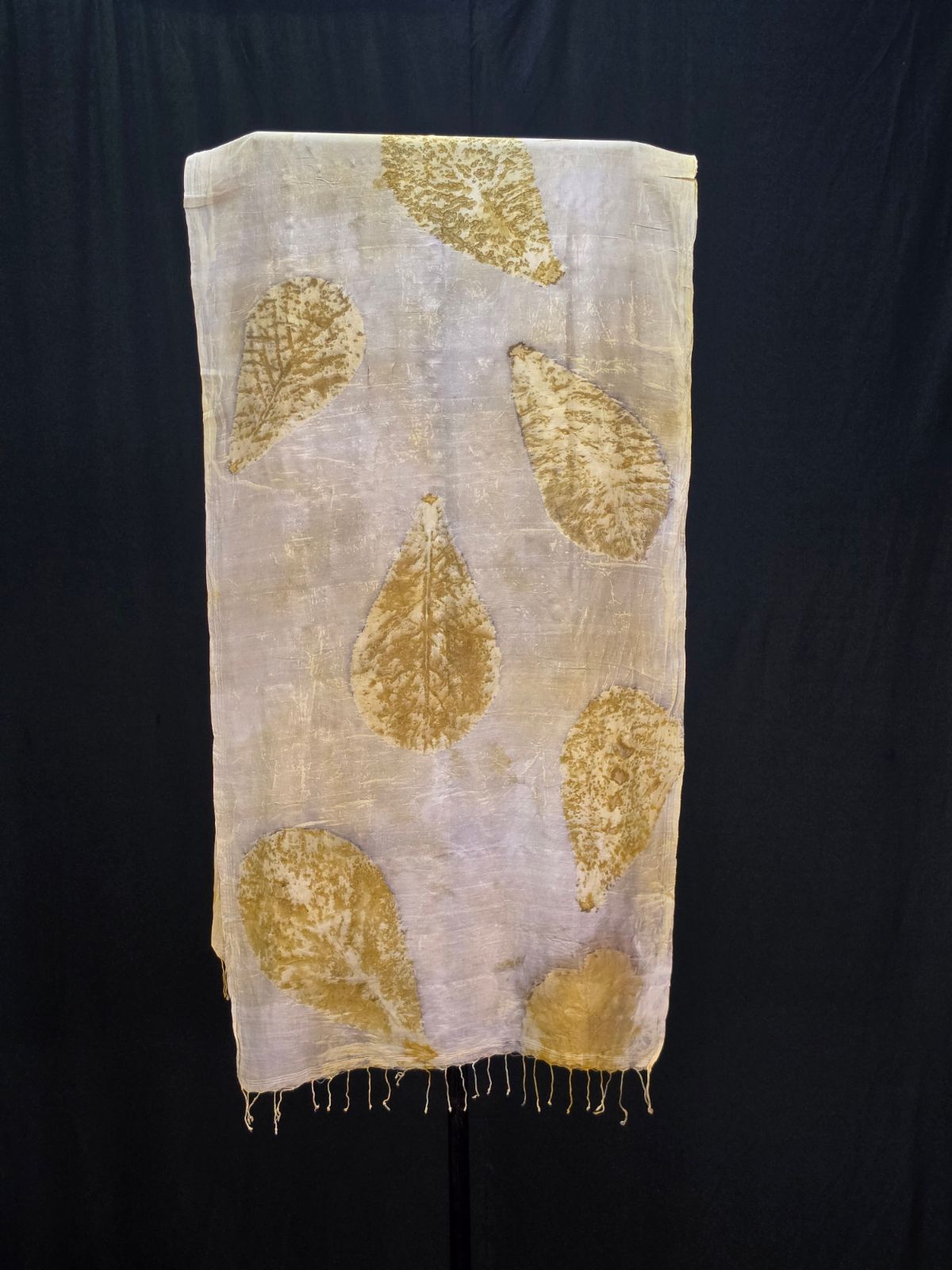 Eco Printed Silk Stole 037 — block-printed artisanal piece
