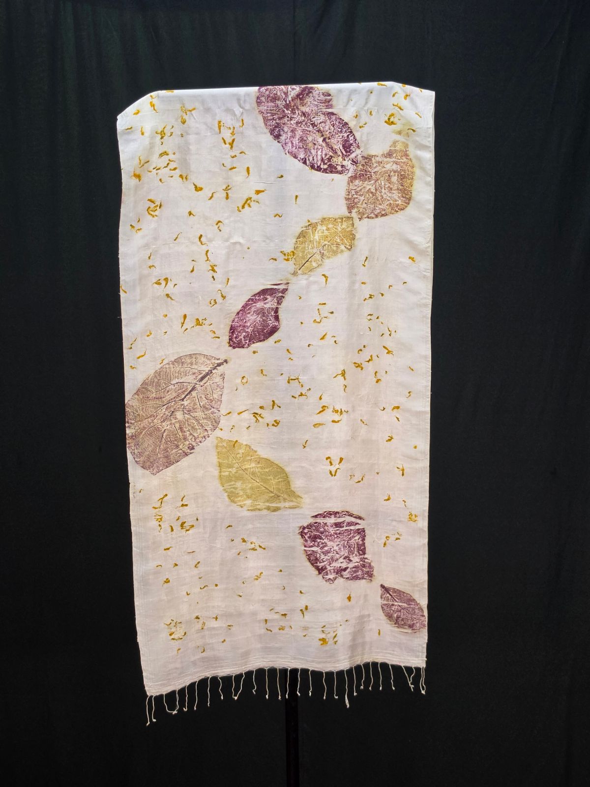 Eco Printed Silk Stole 038 — block-printed artisanal piece