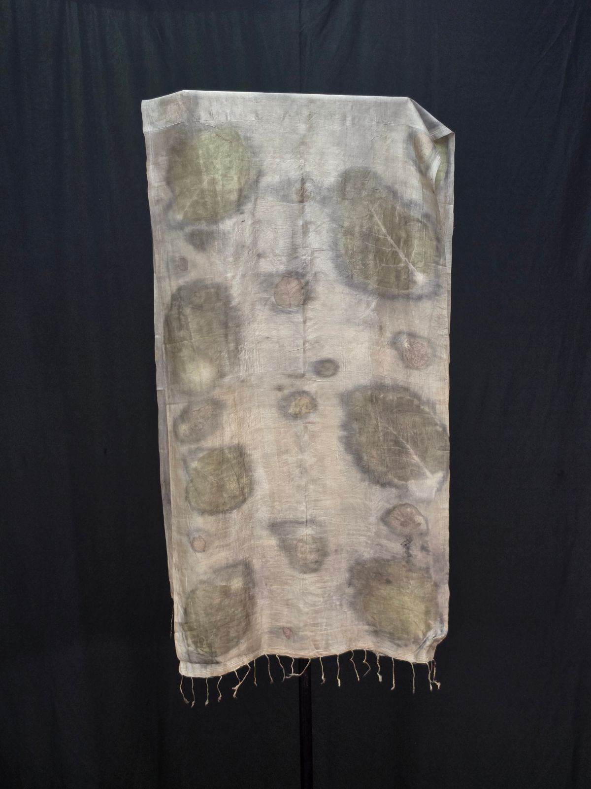 Eco Printed Silk Stole 040 — block-printed artisanal piece
