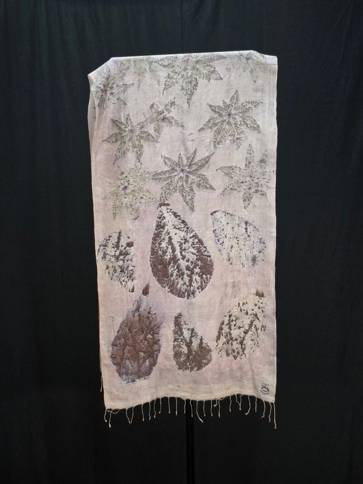 Eco Printed Silk Stole 041 — block-printed artisanal piece