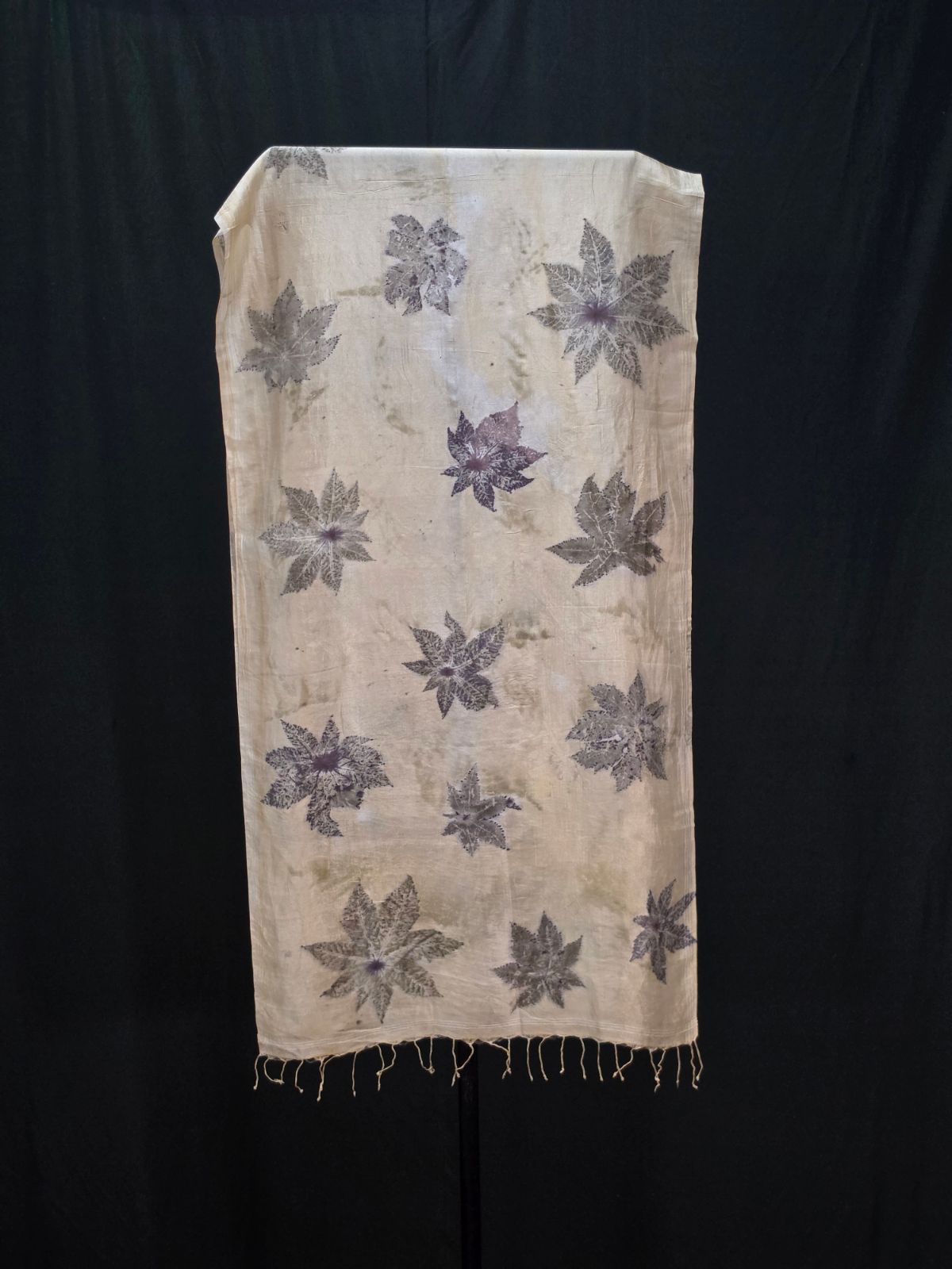 Eco Printed Silk Stole 042 — block-printed artisanal piece