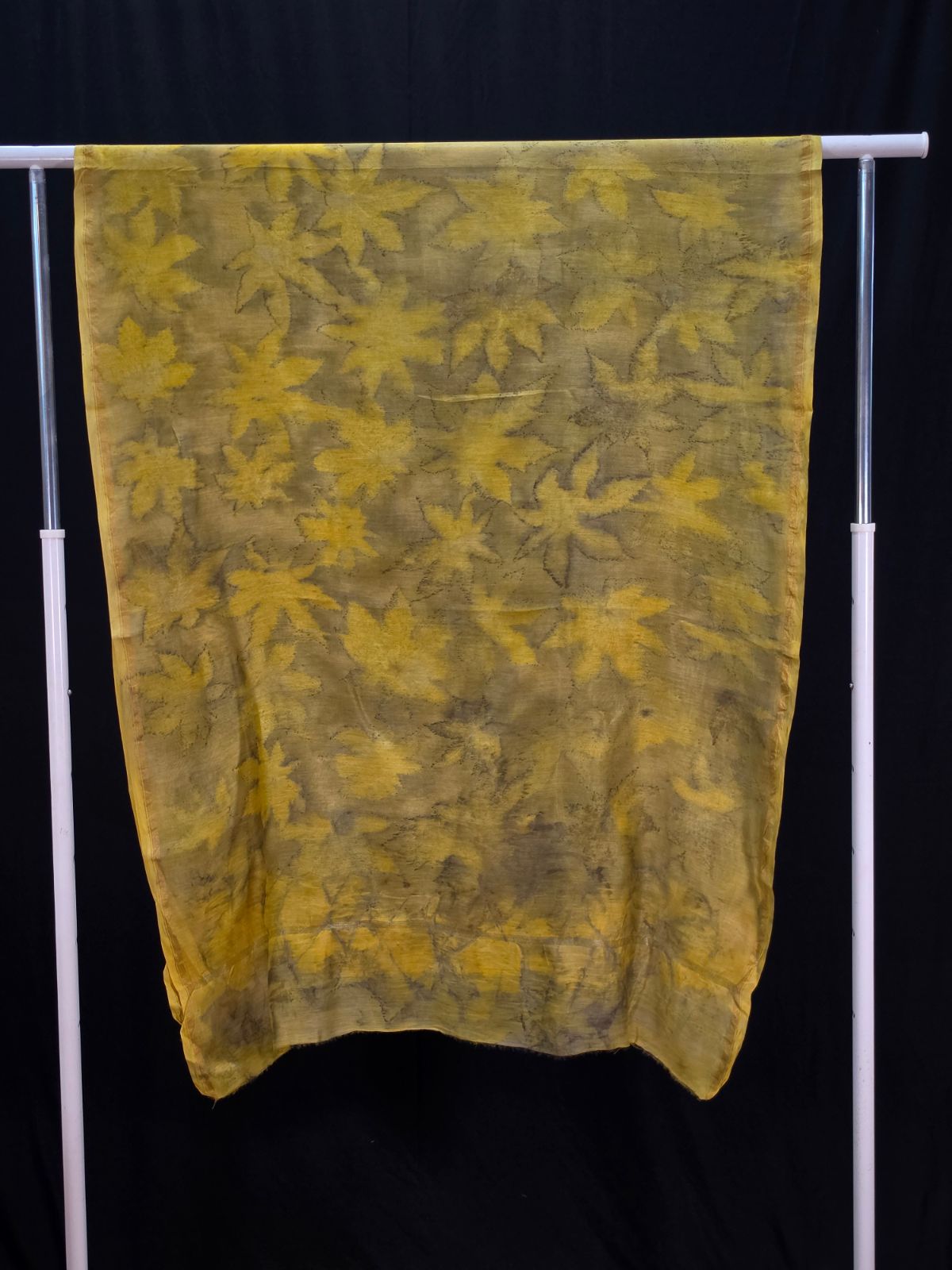 Eco Printed Chenderi Silk Stole 003 — block-printed artisanal piece