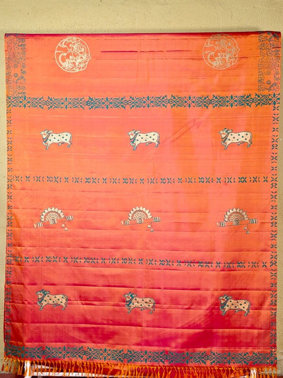 Block Printed Kanjivaram Silk Saree 003 — block-printed artisanal piece