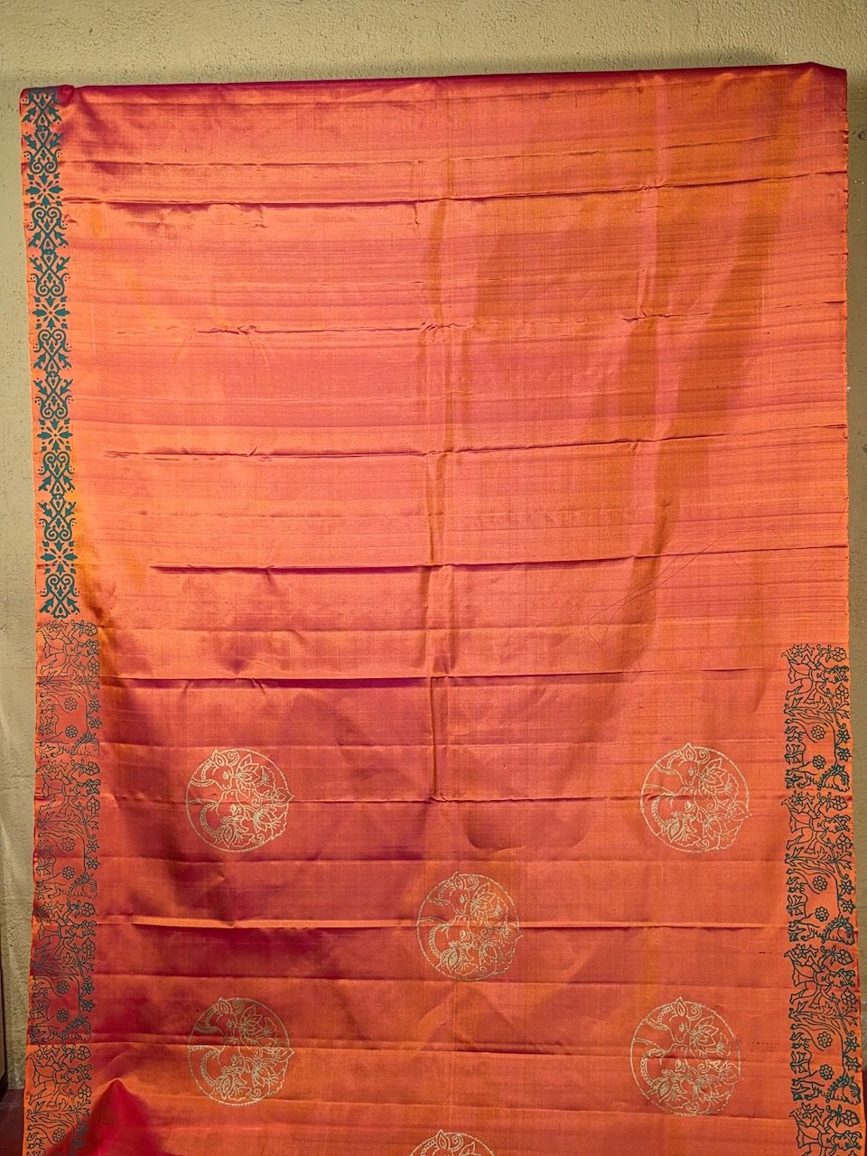 Block Printed Kanjivaram Silk Saree 003 view 2