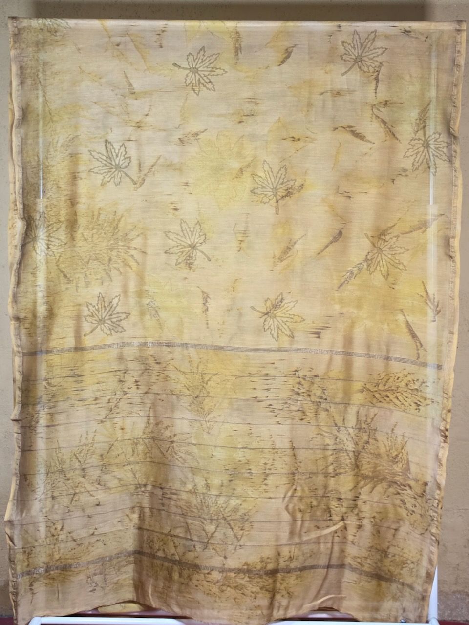 Eco Printed Chenderi Silk Saree 003 — block-printed artisanal piece