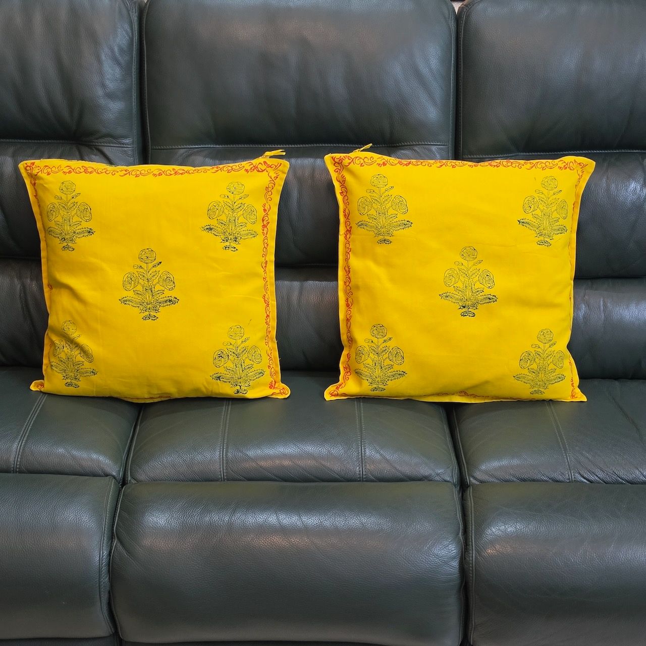 Cotton Cushion Covers 001 — block-printed artisanal piece