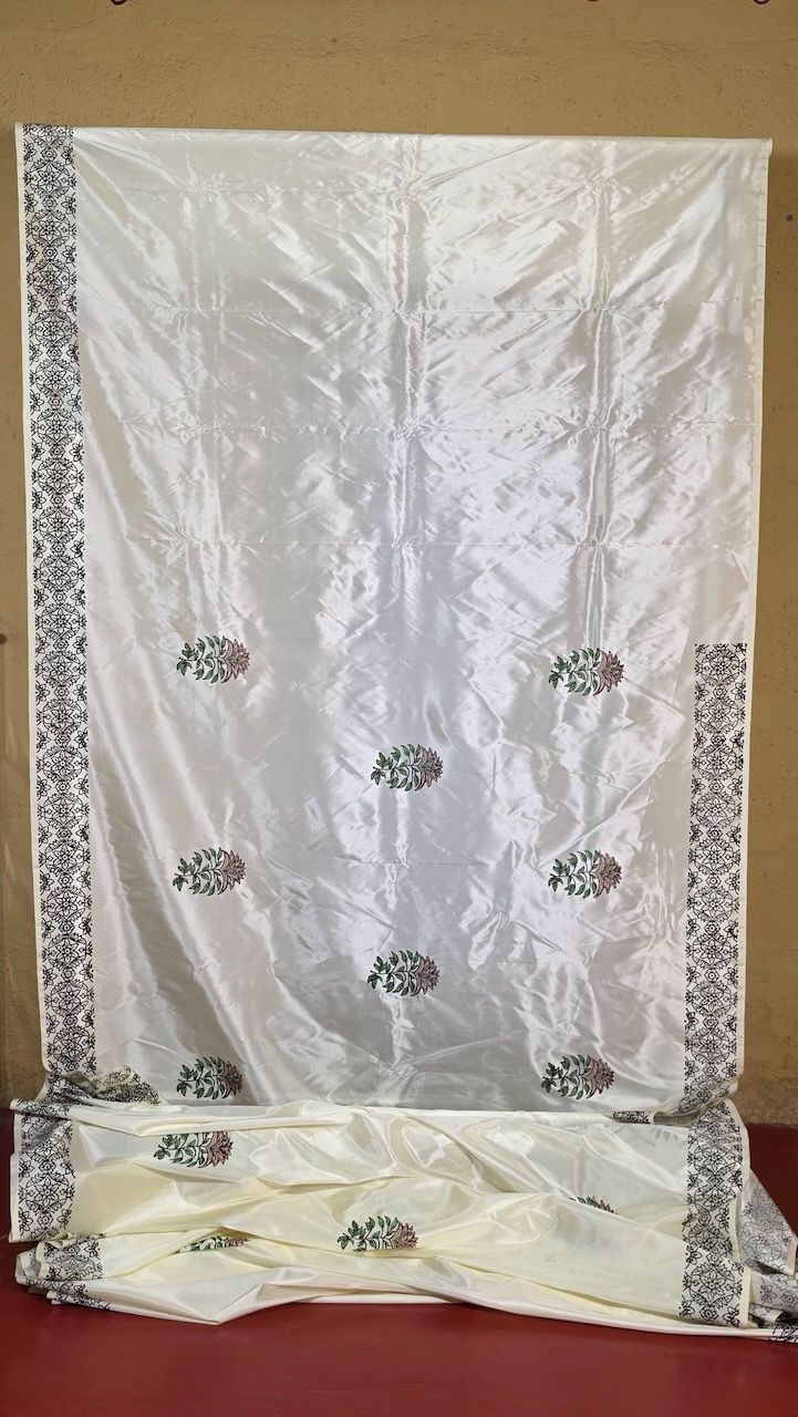 Block Printed Kanjivaram Silk Saree 005 view 4