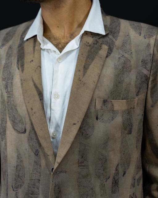Eco Printed Lenin Blazer 005 — block-printed artisanal piece