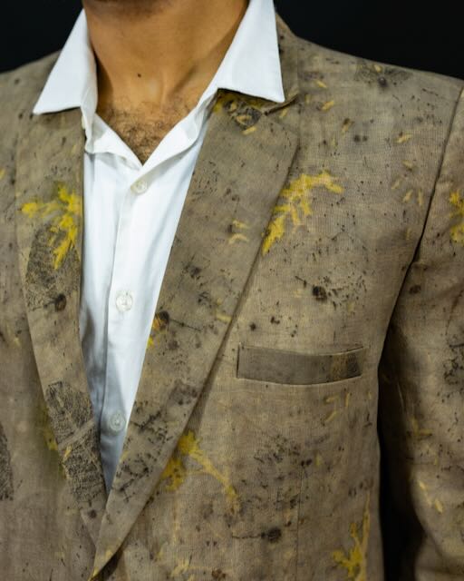 Eco Printed Lenin Blazer 008 — block-printed artisanal piece