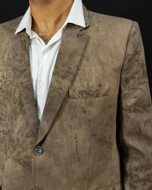 Eco Printed Lenin Blazer 007 — block-printed artisanal piece