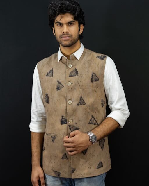 Eco Printed Lenin Modi Coat (Modi Jacket) 001 view 2