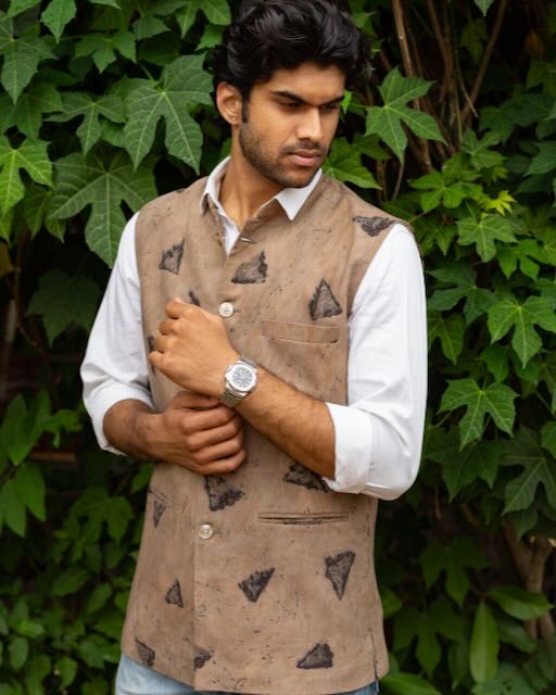 Eco Printed Lenin Modi Coat (Modi Jacket) 001 view 3