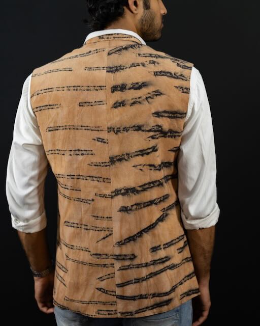 Eco Printed Lenin Modi Coat (Modi Jacket) 002 view 3
