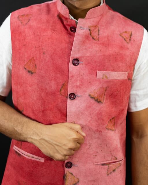 Eco Printed Lenin Modi Coat (Modi Jacket) 004 view 3