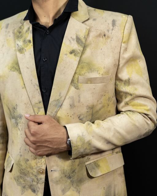 Eco Printed Lenin Blazer 006 — block-printed artisanal piece