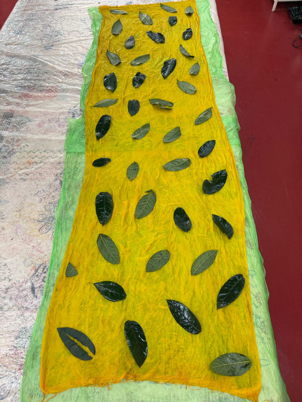 Eco Printed Silk Stole 005 — the process, step 1